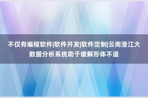 不仅有编程软件|软件开发|软件定制|云南澄江大数据分析系统助于缓解形体不适